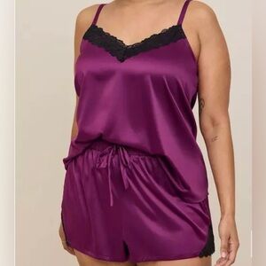 Torrid Sleep Dream Satin Lace Trim Sleeveless Sleep Cami Set